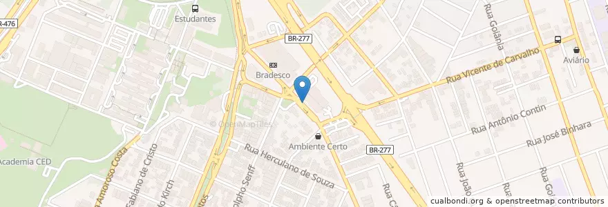 Mapa de ubicacion de Taxi - tel 3573-0505 en 브라질, 남부지방, 파라나, Região Geográfica Intermediária De Curitiba, Região Metropolitana De Curitiba, Microrregião De Curitiba, 쿠리치바.