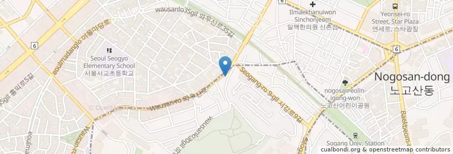 Mapa de ubicacion de 산울림소극장 en Güney Kore, Seul, 마포구, 서교동.
