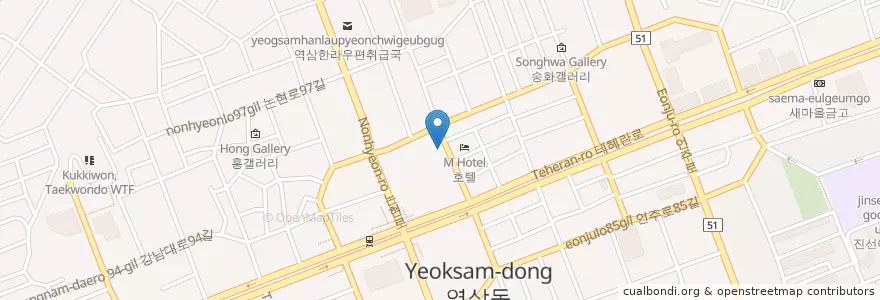 Mapa de ubicacion de LG아트센터 en South Korea, Seoul, Gangnam-Gu, 역삼동, Yeoksam 1(Il)-Dong.