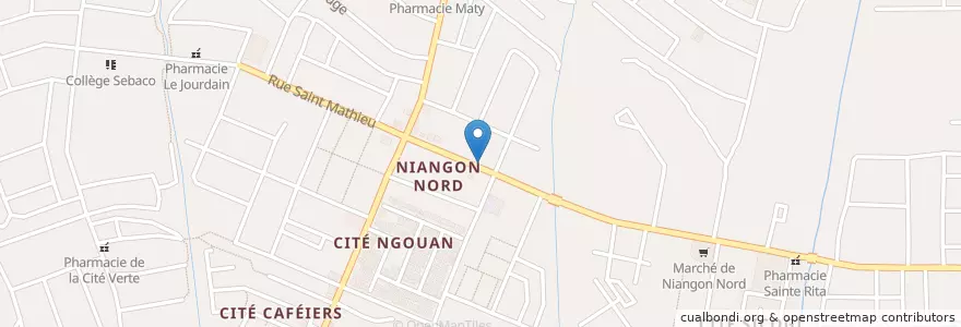 Mapa de ubicacion de Pharmacie Niangon Nord en Côte D’Ivoire, Abidjan, Yopougon.