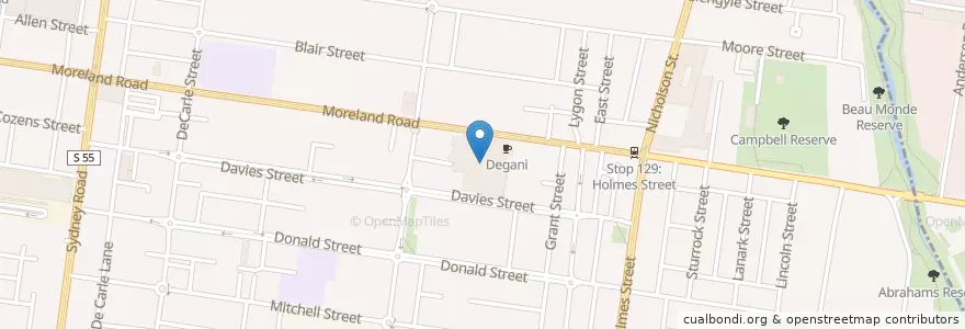 Mapa de ubicacion de Brunswick Private Hospital en Australien, Victoria, City Of Moreland.