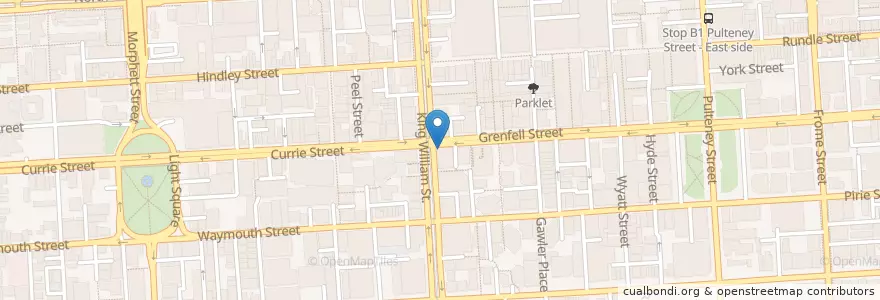 Mapa de ubicacion de Cibo Cafe en Australie, Australie Méridionale, Adelaide, Adelaide City Council.
