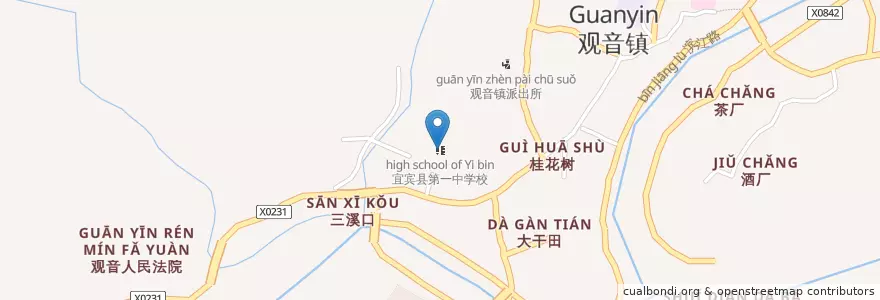 Mapa de ubicacion de 宜宾县第一中学校 en 中国, 四川省, 宜宾市, 叙州区.