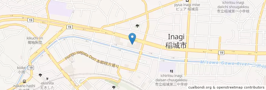 Mapa de ubicacion de 稲城市役所 (Inagi city office) en 日本, 東京都, 稲城市.