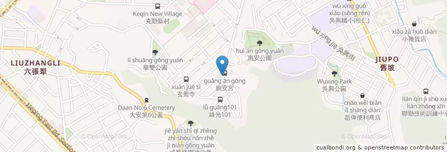 Mapa de ubicacion de 廣安宮 en Taiwan, Nuova Taipei, Taipei, Distretto Di Xinyi.