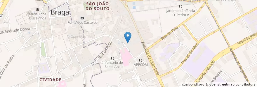 Mapa de ubicacion de Shopping Santa Cruz en 葡萄牙, 北部大區, Braga, Cávado, Braga, São José De São Lázaro E São João Do Souto.
