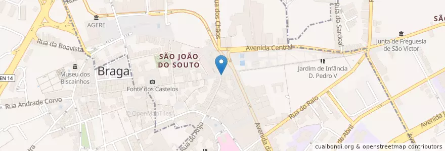 Mapa de ubicacion de Brasileira en پرتغال, Norte, Braga, Cávado, Braga, São José De São Lázaro E São João Do Souto.