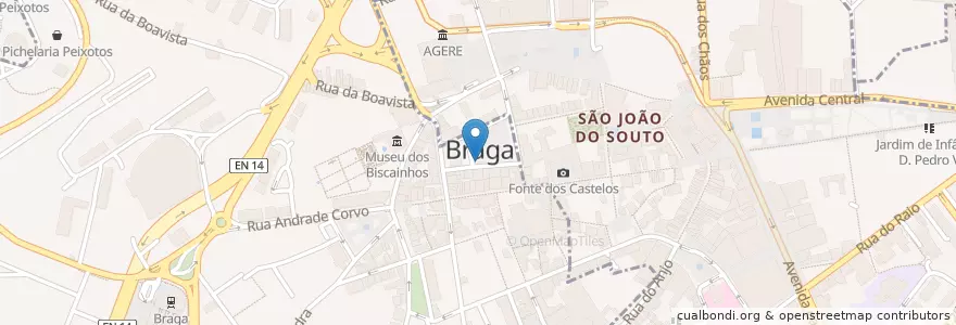 Mapa de ubicacion de Praça Municipal en البرتغال, المنطقة الشمالية (البرتغال), براغا, كافادو, براغا, Maximinos, Sé E Cividade.