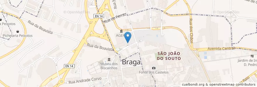 Mapa de ubicacion de Pópulo en البرتغال, المنطقة الشمالية (البرتغال), براغا, كافادو, براغا.