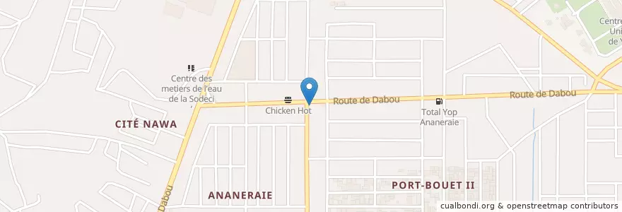 Mapa de ubicacion de Shell en コートジボワール, アビジャン, Yopougon.