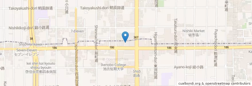 Mapa de ubicacion de 中央信用金庫 en 日本, 京都府, 京都市, 中京区.
