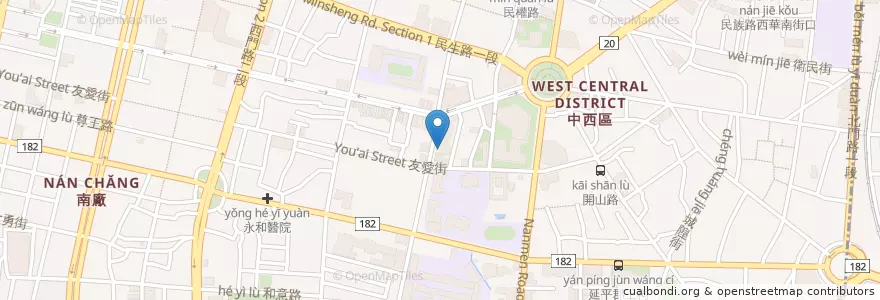 Mapa de ubicacion de 兆豐國際商業銀行 en Тайвань, Тайнань, 中西區.