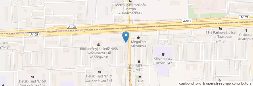 Mapa de ubicacion de Му-Му en Russia, Distretto Federale Centrale, Москва, Восточный Административный Округ, Район Северное Измайлово.