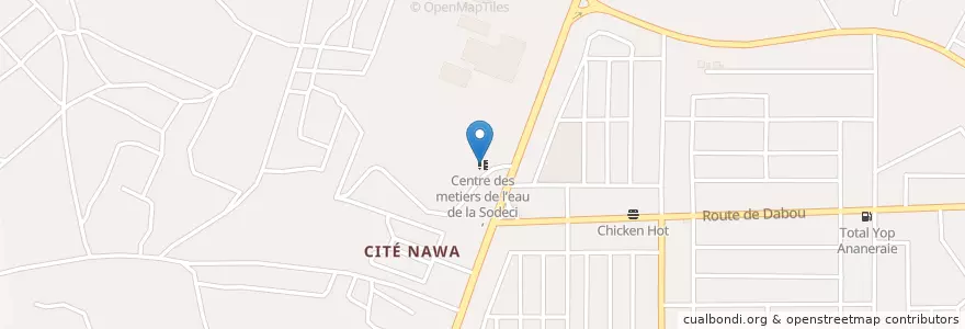Mapa de ubicacion de Centre des metiers de l’eau de la Sodeci en 科特迪瓦, 阿比让, Yopougon.