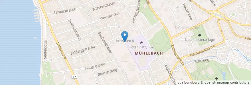 Mapa de ubicacion de Parkhaus Feldegg en Suisse, Zurich, District De Zurich, Zurich.