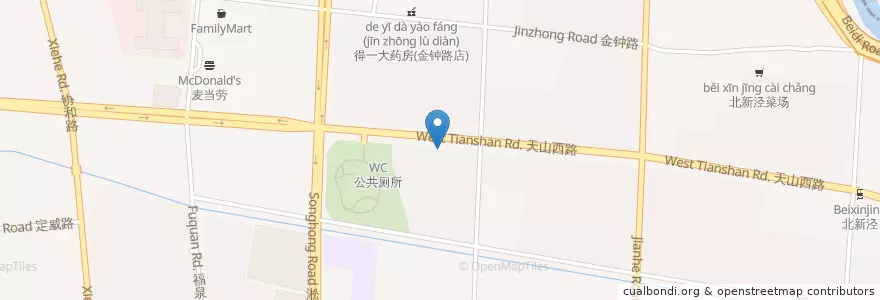 Mapa de ubicacion de 吉祥馄饨 en China, Shanghai, Changning District.