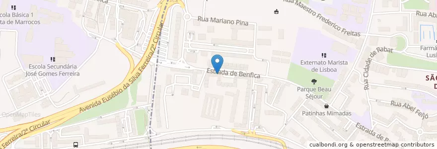 Mapa de ubicacion de Pizza Hutt en Португалия, Área Metropolitana De Lisboa, Лиссабон, Grande Lisboa, Лиссабон, São Domingos De Benfica.