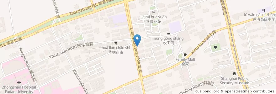 Mapa de ubicacion de 中国银行 en Cina, Shanghai, Distretto Di Xuhui.