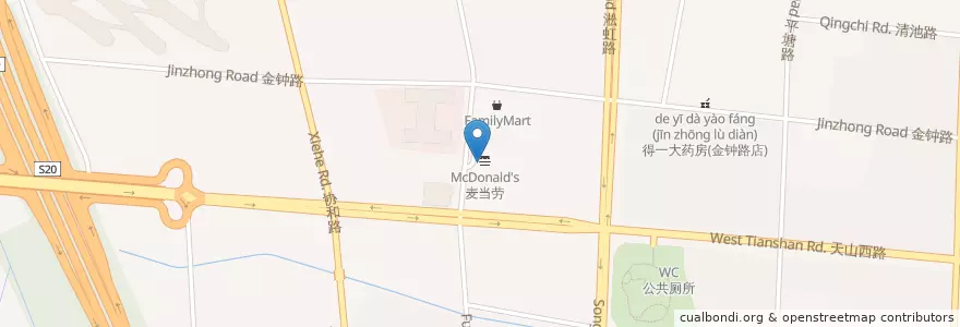 Mapa de ubicacion de 公共厕所 en 中国, 上海市, 長寧区.