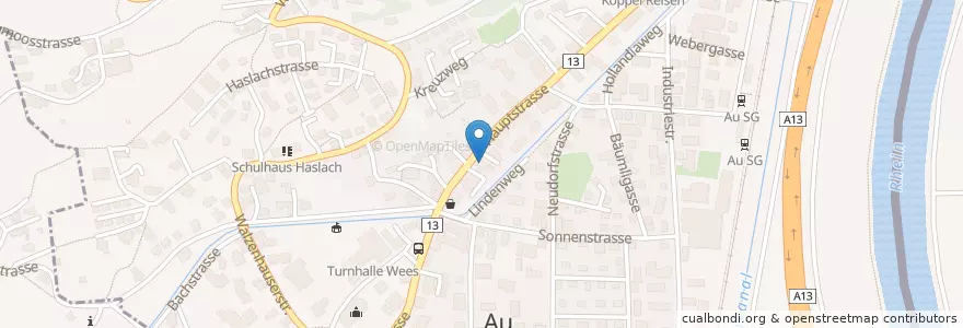 Mapa de ubicacion de Haus 45 en スイス, ザンクト・ガレン州, Wahlkreis Rheintal, Au (Sg).
