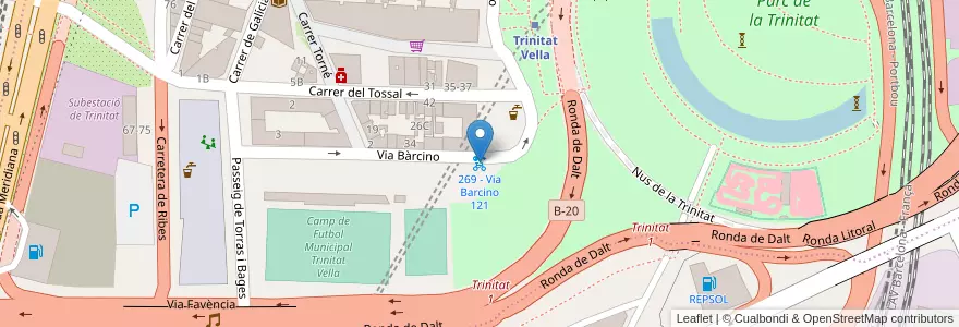 Mapa de ubicacion de 269 - Via Barcino 121 en España, Catalunya, Barcelona, Barcelonès, Barcelona.