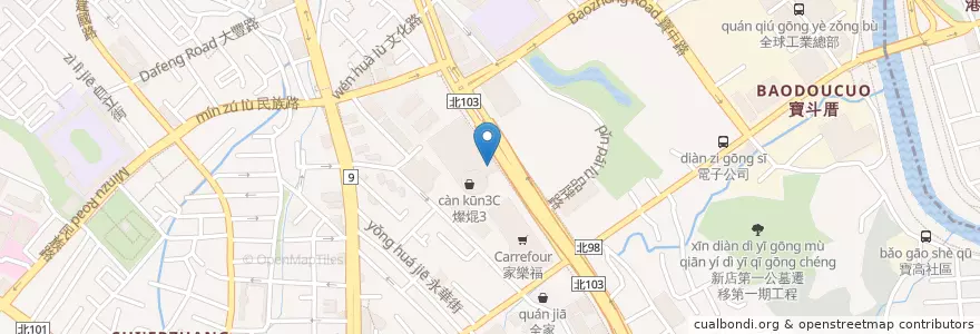 Mapa de ubicacion de 星巴克 en 台湾, 新北市, 新店区.