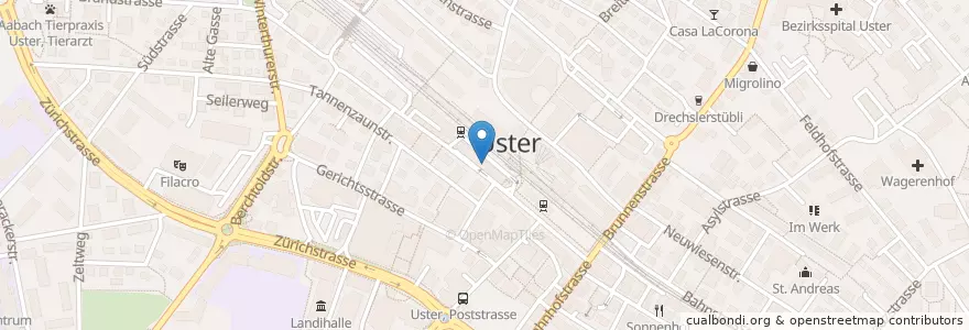 Mapa de ubicacion de Uster, Bahnhof en スイス, チューリッヒ, Bezirk Uster, Uster.