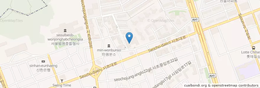 Mapa de ubicacion de 정진우 내과 en 대한민국, 서울, 서초구, 서초동, 서초4동.