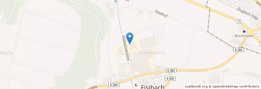 Mapa de ubicacion de Fermeto AG en Schweiz, Aargau, Bezirk Zurzach, Fisibach.