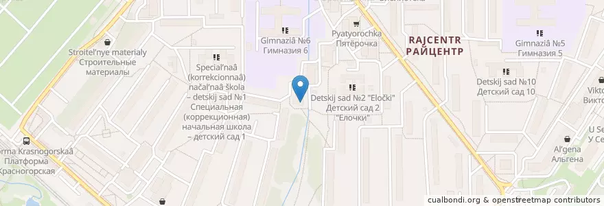 Mapa de ubicacion de Детская библиотека №22 en روسيا, Центральный Федеральный Округ, محافظة موسكو, Городской Округ Красногорск.