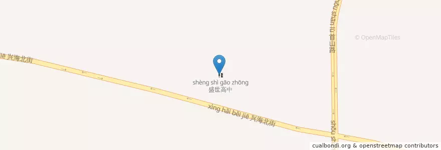 Mapa de ubicacion de 盛世高中 en Китай, Ляонин, Хулудао, 兴城市, 温泉街道.