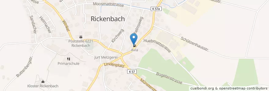 Mapa de ubicacion de Avia en Suiza, Lucerna, Rickenbach.