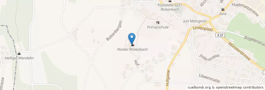 Mapa de ubicacion de Kloster Rickenbach en Schweiz/Suisse/Svizzera/Svizra, Luzern, Rickenbach.