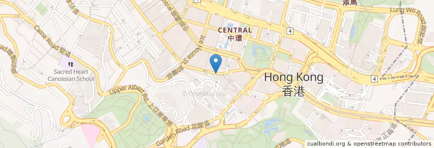 Mapa de ubicacion de 皇后大道中公廁 Queen's Road Central Public Toilet en China, Cantão, Hong Kong, Ilha De Hong Kong, Novos Territórios, 中西區 Central And Western District.