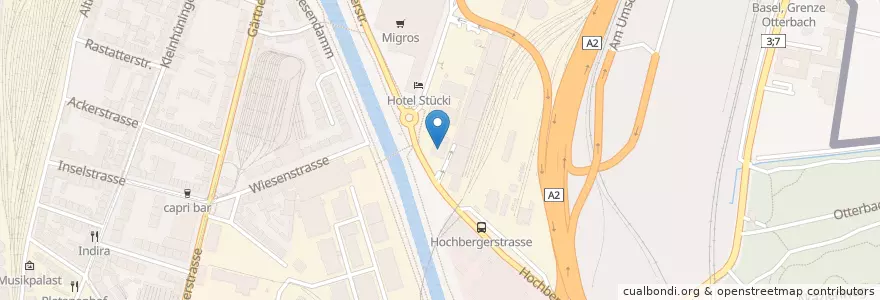 Mapa de ubicacion de Coop Tankstelle en سويسرا, مدينة بازل, Basel.