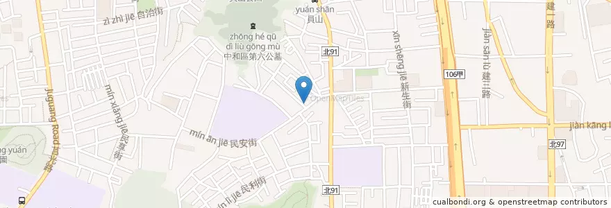 Mapa de ubicacion de 平價牛排 en 臺灣, 新北市, 中和區.