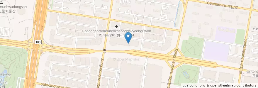 Mapa de ubicacion de 아웃백스테이크하우스 부천상동점 en 대한민국, 경기도, 부천시.