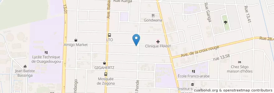 Mapa de ubicacion de Le REZOO en ブルキナファソ, Centre, Kadiogo, ワガドゥグー.