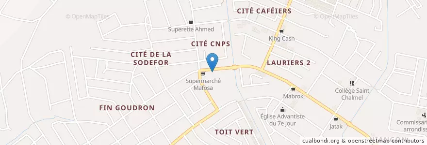Mapa de ubicacion de Pharmacie Lagoma en Costa D'Avorio, Abidjan, Yopougon.