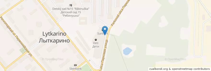 Mapa de ubicacion de Почтовый терминал Qiwi en Rusia, Distrito Federal Central, Óblast De Moscú, Городской Округ Лыткарино.