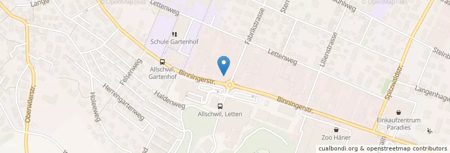 Mapa de ubicacion de Migrol Service Allschwil en سوئیس, Basel-Landschaft, Bezirk Arlesheim, Allschwil.