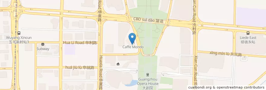 Mapa de ubicacion de Yu Yue Heen en Cina, Guangdong, 广州市, 天河区, 猎德街道.