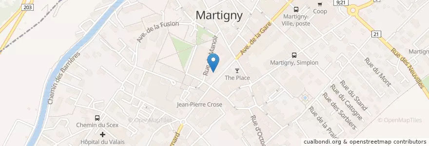 Mapa de ubicacion de Steak House Martigny en Schweiz/Suisse/Svizzera/Svizra, Valais/Wallis, Martigny, Martigny.