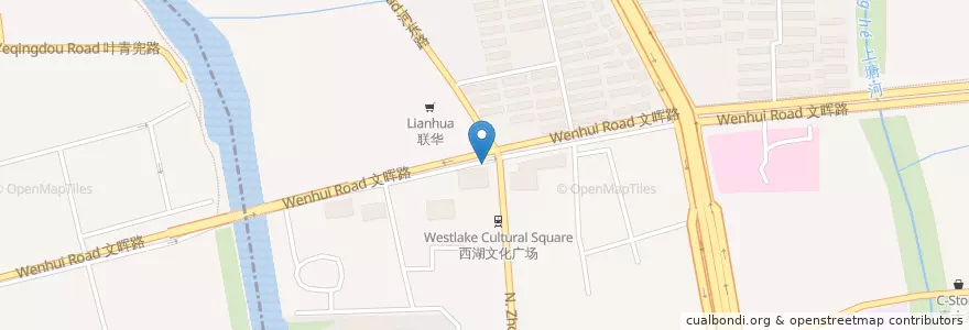 Mapa de ubicacion de 两岸咖啡 en الصين, تشيجيانغ, هانغتشو, 下城区, 朝晖街道.