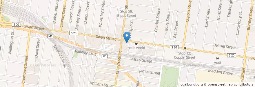 Mapa de ubicacion de Fonda en Australia, Victoria, City Of Yarra.