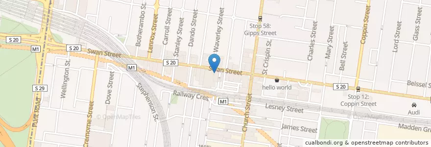 Mapa de ubicacion de Richmond Pie Shop en Australie, Victoria, City Of Yarra.