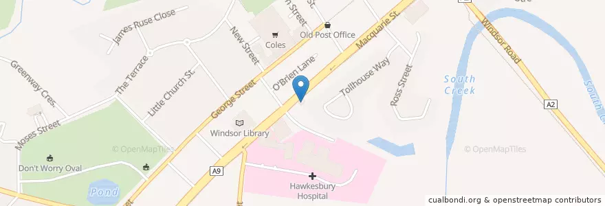 Mapa de ubicacion de Red Rooster en Australia, New South Wales, Hawkesbury City Council, Sydney.