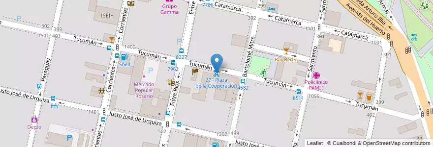 Mapa de ubicacion de 27 - Plaza de la Cooperación en Аргентина, Санта-Фе, Departamento Rosario, Municipio De Rosario, Росарио.