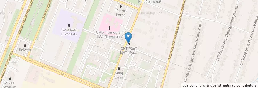 Mapa de ubicacion de ЦНТ "Русь" en Russie, District Fédéral Central, Oblast De Koursk, Курский Район, Городской Округ Курск.