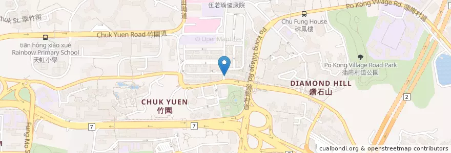 Mapa de ubicacion de Hang Seng en 中国, 广东省, 香港 Hong Kong, 九龍 Kowloon, 新界 New Territories, 黃大仙區 Wong Tai Sin District.